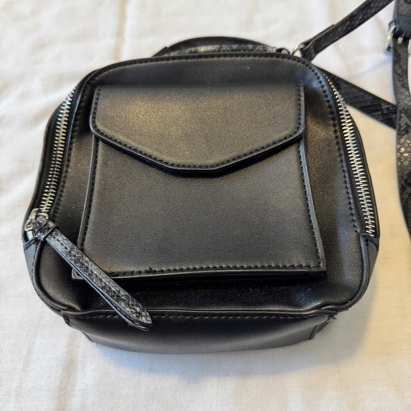 Free People Mika Black Leather Mini Backpack Crossbody Handbag ~ Boho Travel - Picture 2 of 7